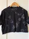 Black Rose Print Crop Tee