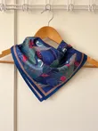 Navy Tropical Bird Print Square Scarf