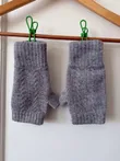 Grey Cable-Knit Fingerless Gloves